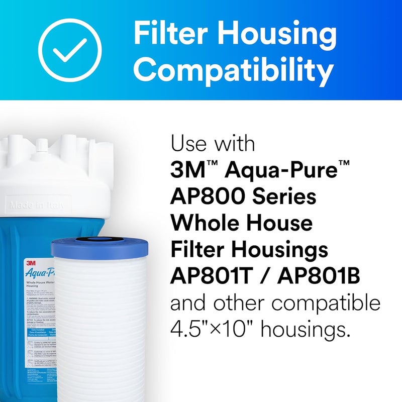 Aqua pure 3M Whole House Replacement Water Filter AP810, For AP801, AP801-C, AP801T and AP801B Water Filtration Systems,White - Image 1